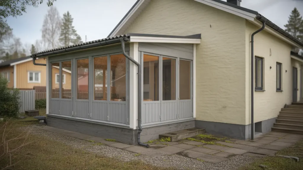byggnation av uterum med pulpettak och skjutpartier i h gerstens sen h gersten