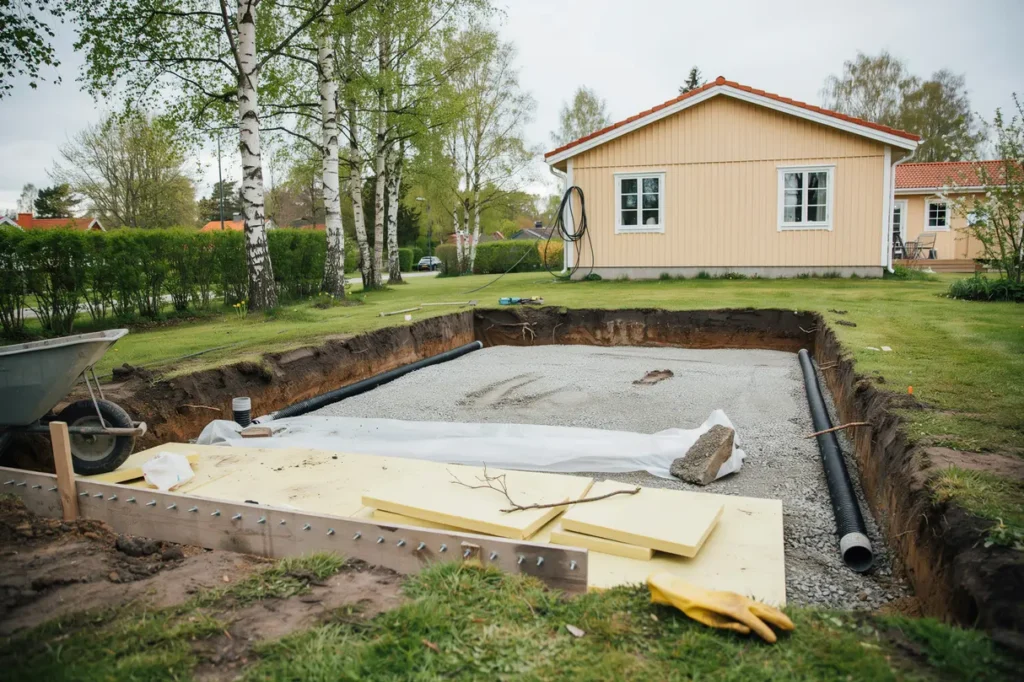 gjut betongplatta till garage eller attefallshus markarbete isolering kostnad och vanliga misstag